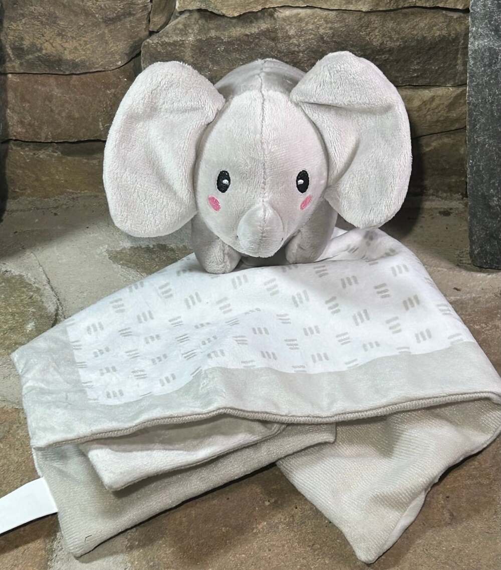 Pearhead Gray Elephant lovey plush security blanket